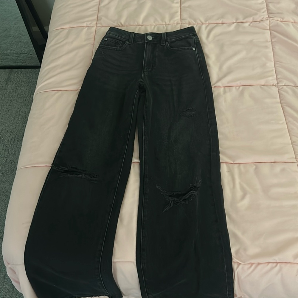 Black garage wide leg jeans
